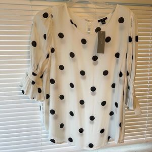 NWT Ann Taylor polka dot blouse petite L
